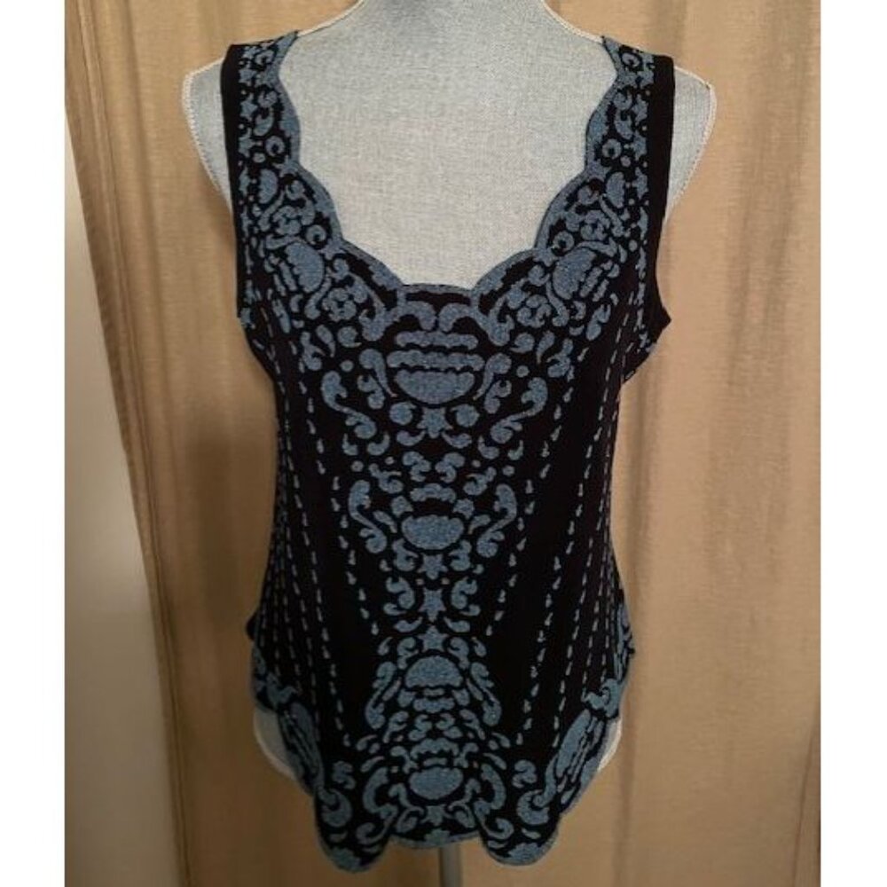 PICADILLY CANADA Sparkly Black and Turquoise Cami size M Made in Canada